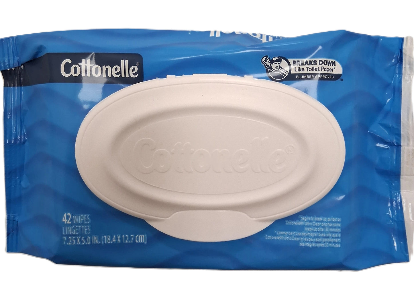 TOJ EXPRESS Cottonelle Flushable Wipes, featuring a blue design and white oval flip-top lid, provide a gentle clean. With 42 wipes that break down like toilet paper, they are an ideal choice for personal hygiene.