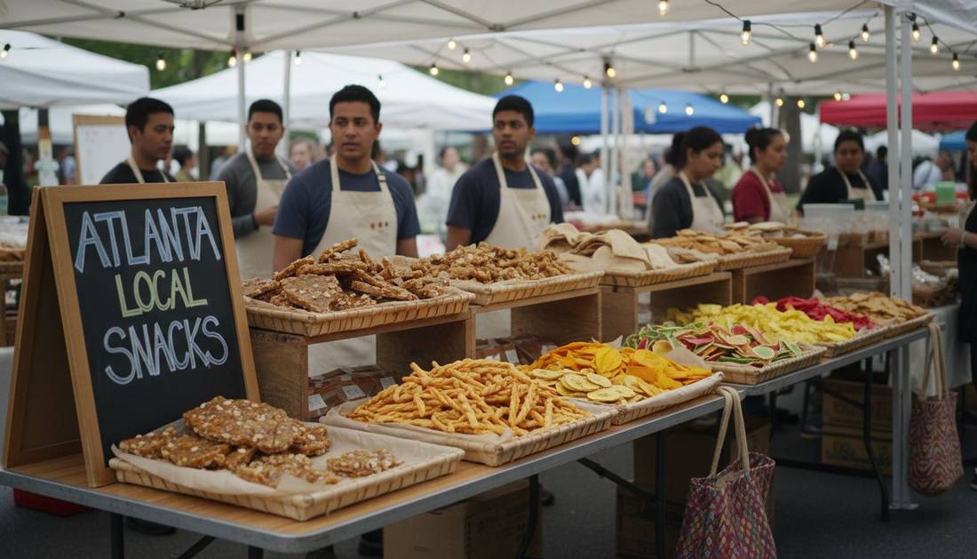 People shopping Atlanta local snacks farmers market