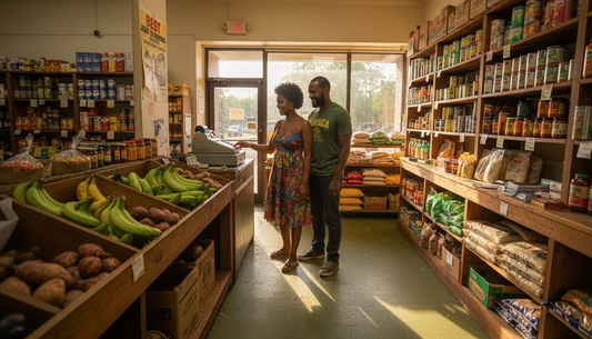 Browsing produce in Atlanta Caribbean grocery store