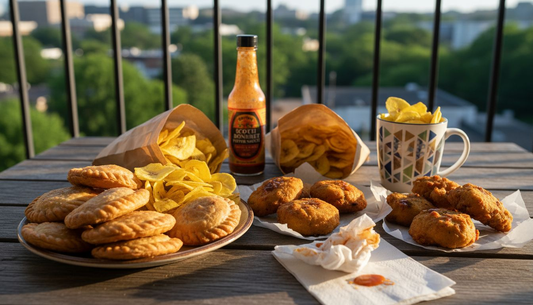 Caribbean snack variety on outside table