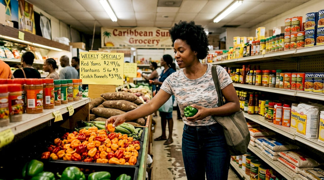 Shopper examines Caribbean produce at Atlanta market