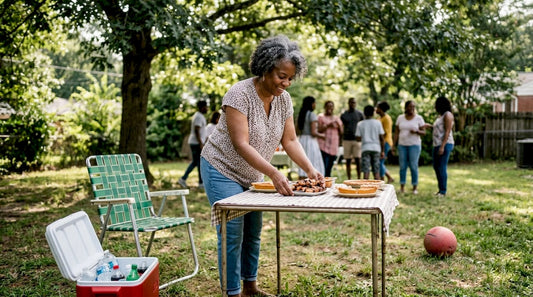 Woman preparing snacks at Atlanta family reunion