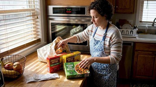Unpacking Caribbean frozen foods in home kitchen