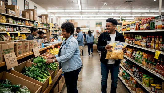 Shoppers browsing Atlanta specialty grocery store