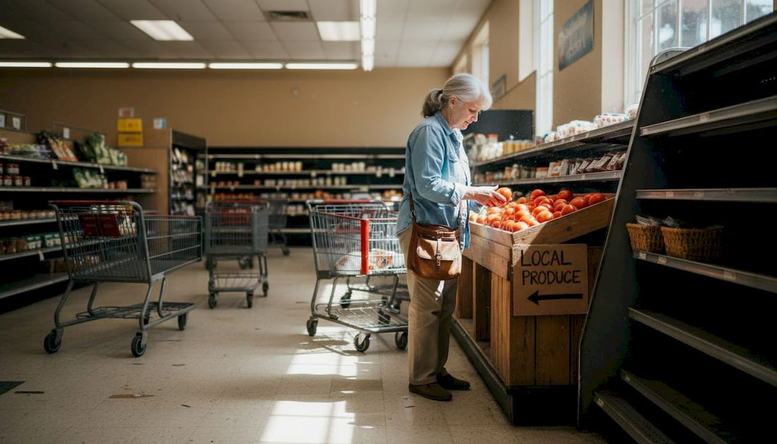 Older woman shops produce aisle in Atlanta