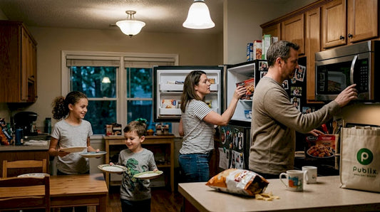 Atlanta family preparing frozen dinner together