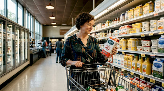 Shopper browsing local and national food brands