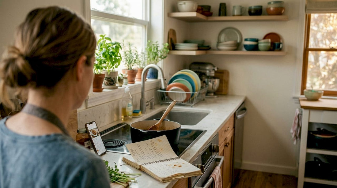 Home cook preparing Caribbean recipe at stove