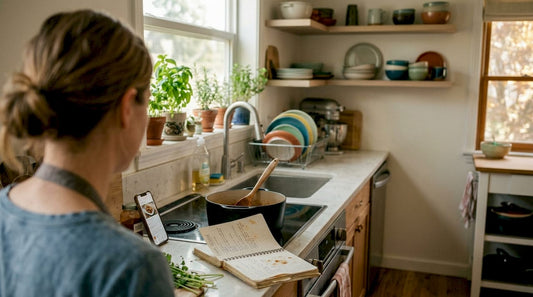 Home cook preparing Caribbean recipe at stove