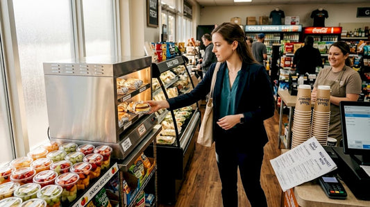 Customer getting breakfast at Atlanta convenience store