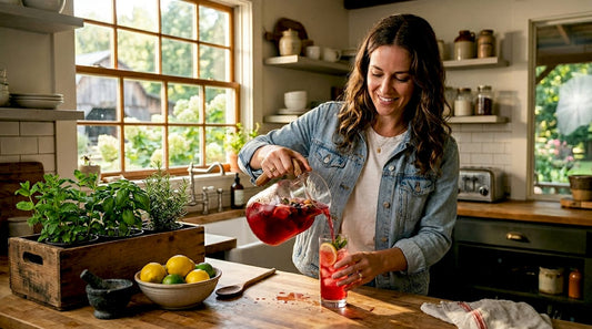 Pouring artisanal drink in Georgia kitchen