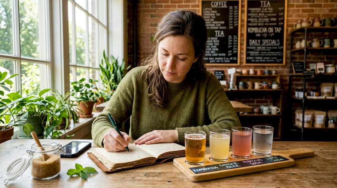 Woman tasting specialty drinks in café