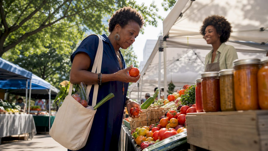 Woman shopping specialty foods at Atlanta market