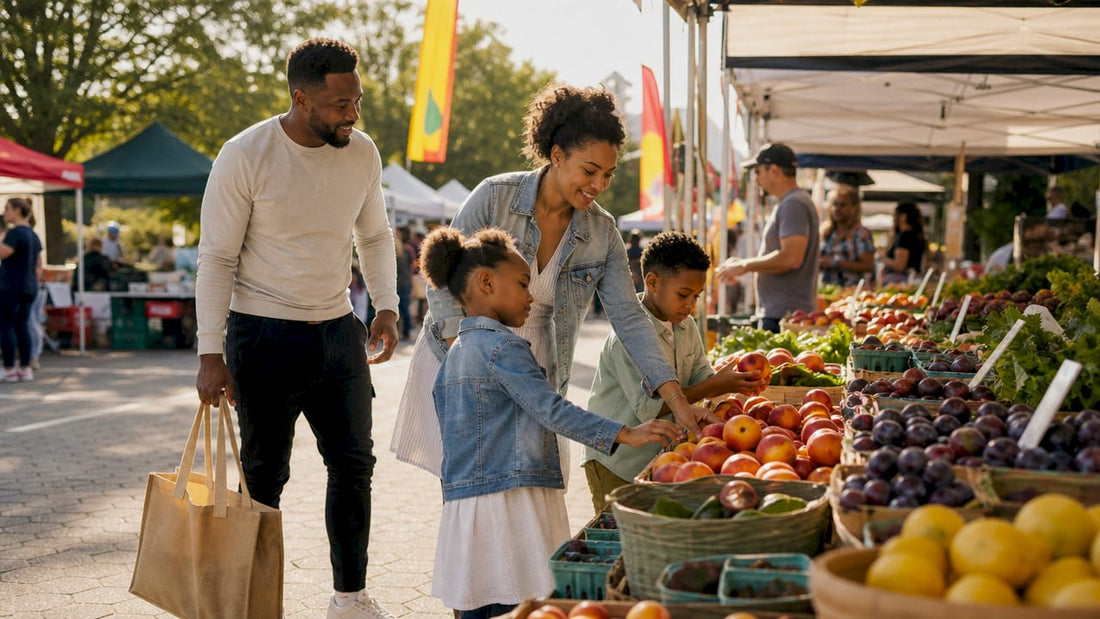 Atlanta family grocery shopping with children