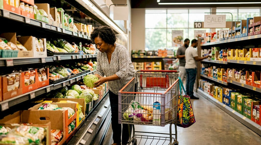 Woman grocery shopping in Lithonia Kroger store