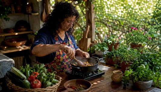 Woman cooking traditional cultural dish in kitchen