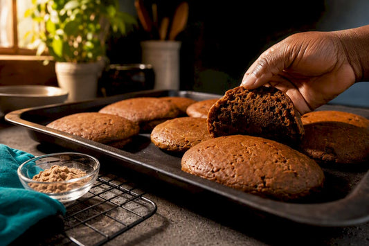 Fresh Jamaican bulla cakes on baking tray