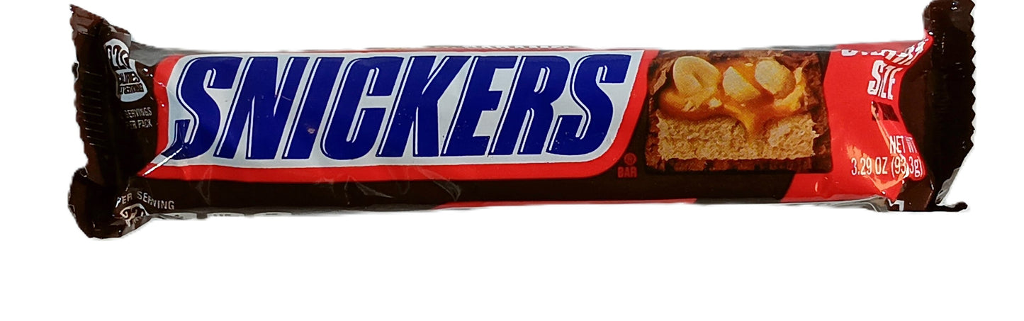 The TOJ EXPRESS Snickers Chocolate Bar, in red, blue, and white packaging featuring nuts and caramel over nougat, is an energizing delight for chocolate lovers.